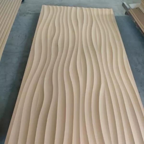 Factory Direct Sales wood mdf 3d carved wave wall decor panel mdf board